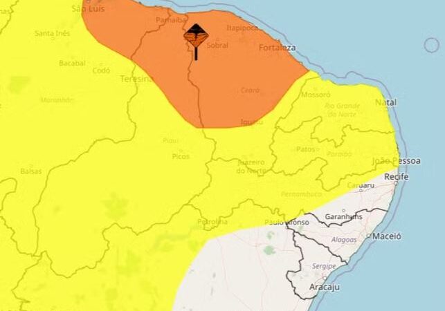 RN tem previsão de chuva forte e alerta de ventos de até 60 km/h